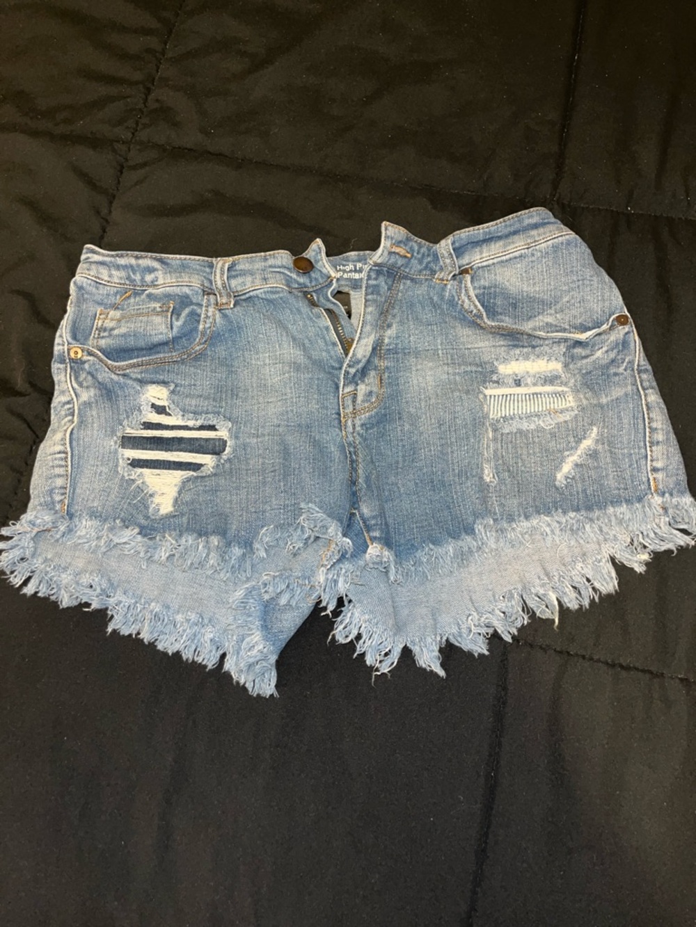 Frayed Hem Light Blue Distressed Denim Shorts